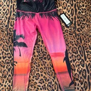 Teeki Pink and Orange Sunset Leggings